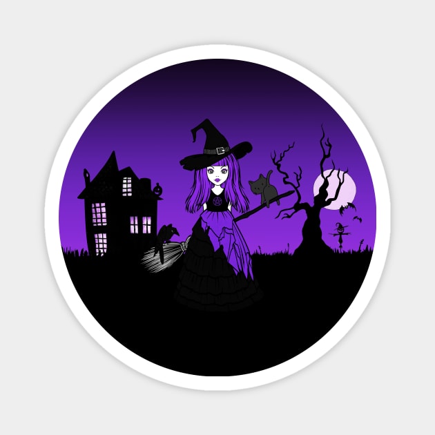 The Witching Hour! Purple Wiccan Pagan Cheeky Witch® Magnet by Cheeky Witch